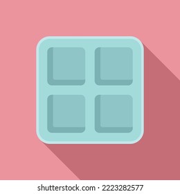 Vector plano del icono de la bandeja de hielo de agua. Contenedor de cocina. Forma de fusión