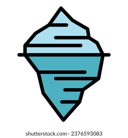 Water iceberg icon outline vector. Underwater glacier. Sea ice berg color flat