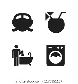 water icon. 4 water vector icons set. bathtub cleaning, washing machine and cocktail icons for web and design about water theme