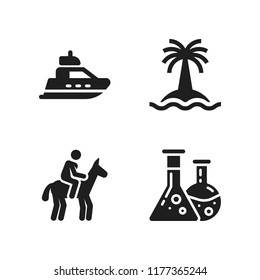 water icon. 4 water vector icons set. beach, flask and boat icons for web and design about water theme