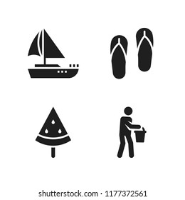 water icon. 4 water vector icons set. water carrier, flip flops and watermelon icons for web and design about water theme