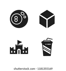 water icon. 4 water vector icons set. pool, cube and sand castle icons for web and design about water theme