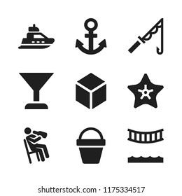 water icon. 9 water vector icons set. boat, bridge and bucket icons for web and design about water theme