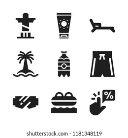 water icon. 9 water vector icons set. swimsuit, beach and goggles icons for web and design about water theme