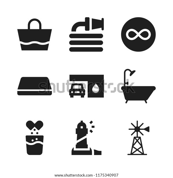 water
icon. 9 water vector icons set. windmill, infinity and automatic
car wash icons for web and design about water
theme