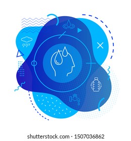 Water icon background - Thinking head icon - Editable stroke	