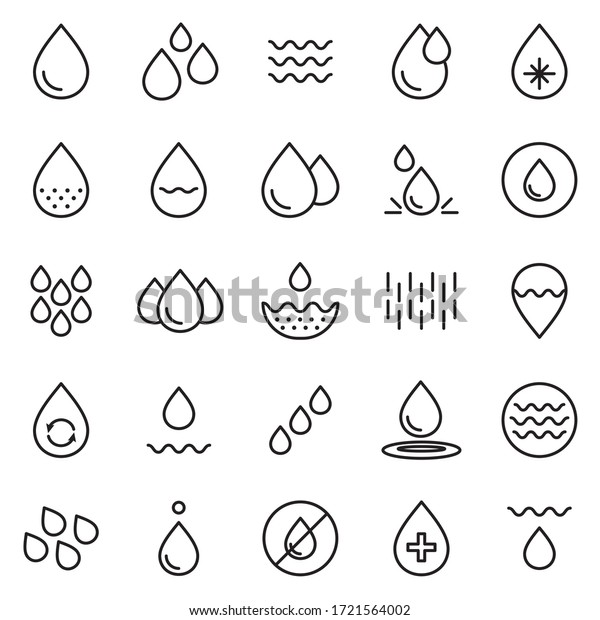 Water icon collection. Thin line set of drop,\
wave, rain symbol