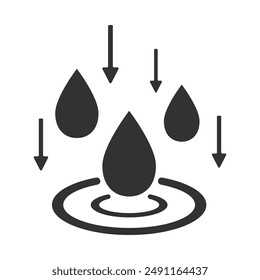 Icono de agua, símbolo de caída, Ilustración vectorial plana sobre fondo blanco
