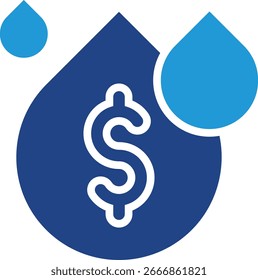 Ícone de água é um recurso essencial que tem valor financeiro em indústrias relacionadas a commodities como petróleo, gás natural liquefeito ou até mesmo bebidas.