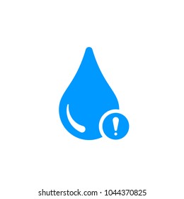 Water icon with exclamation mark. Water icon and alert, error, alarm, danger symbol. Vector icon