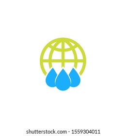 water icon with globe, vector