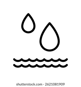 Water Icon for H2O and Natural Resource Concept – Liquid drop illustration, hydration and environment design. Line Icon