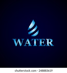 Water Icon - Isolated On Blue Background, Vector Illustration, Graphic Design Editable For Your Design 
