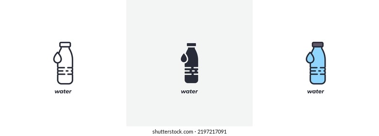 water icon. Line, solid and filled outline colorful version, outline and filled vector sign. Idea Symbol, logo illustration. Vector graphics