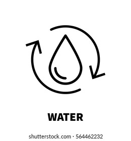 Water Icon Or Logo In Modern Line Style. High Quality Black Outline Pictogram For Web Site Design And Mobile Apps. Vector Illustration On A White Background.