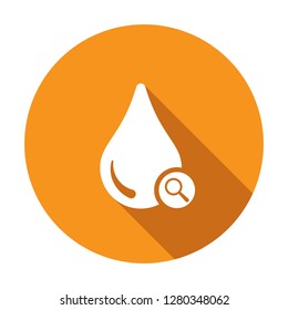 Water icon with research sign. Water icon and explore, find, inspect symbol. Vector icon