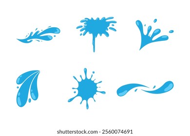 Water icon set.Set of cartoon illustrations showing water splashes in different shapes