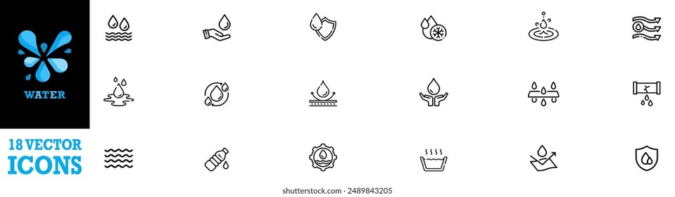 Water icon set. Water icon collection. Vector Illustration. Vector Graphic. EPS 10