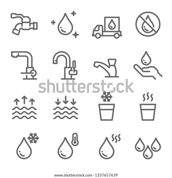 Water Icon Set Contains Such Icons Stock Vector (Royalty Free) 1337657639