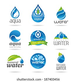 Water icon set, water design elements.