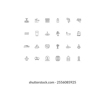 Water icon set, design, vector illustration