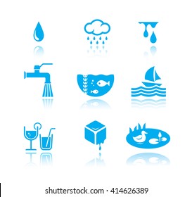 water icon set. editable vector file. decorative symbols.