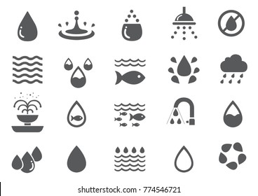 Water icon set / Fish/ Recycle / line vector