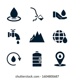 Water icon set in flat style. Vector symbol.