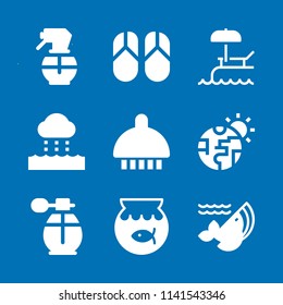 water icon set. With goldfish, swimming pool and whale  vector icons for graphic design and web