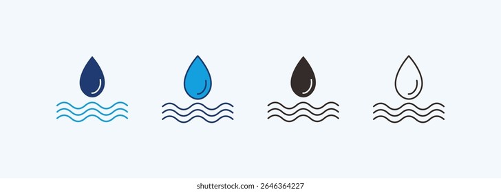 Conjunto de iconos de agua Colección de estilo múltiple