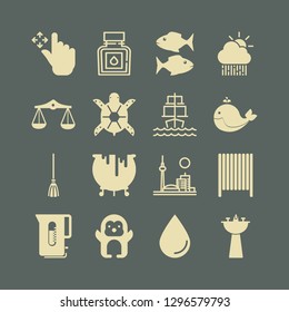 water icon set with penguin, pisces and radiator vector illustration