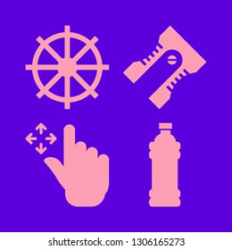 water icon set with sharpener, helm and tap and hand vector illustration
