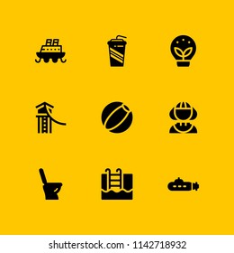 water icon set. ship, zip lane and greenlander vector icon for graphic design and web