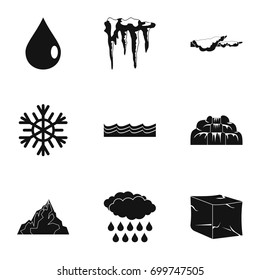 Water icon set. Simple set of 9 water vector icons for web isolated on white background