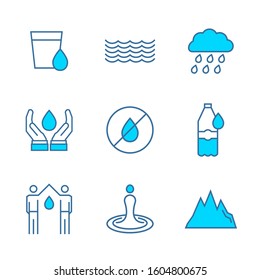 Water icon set in thin line style. Vector symbol.