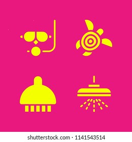 water icon set. With turtle, shower and snorkel  vector icons for graphic design and web