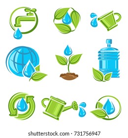 Water icon set. Vector