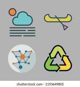 water icon set. vector set about boat, fogg, ecologism and molecules icons set.