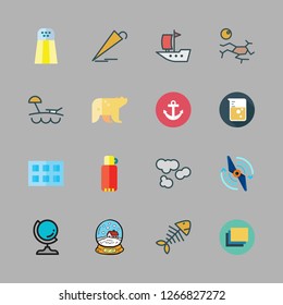 water icon set. vector set about sailboat, drought, snow globe and thermos icons set.