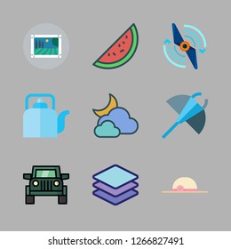 water icon set. vector set about kettle, cloudy, pamela and watermelon icons set.