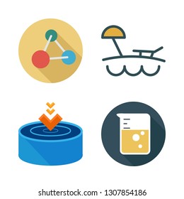 water icon set. vector set about flask, molecules, drop and beach icons set.