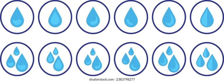 Water icon set vector art blue color