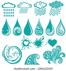 Water Icon Set. Vector Illustration.