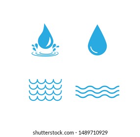 Water icon set. Vector illustration, flat design.