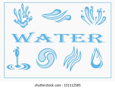 Water Icon Set. Vector Illustration.