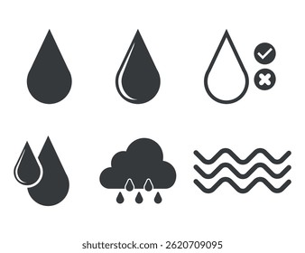 Water icon set. Vector illustration isolated on white background. Eps 10.