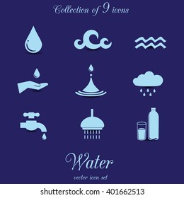 Water icon set. Vector illustration.