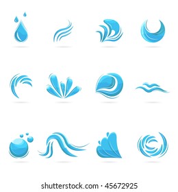 Water Icon Set. Vector Illustration.