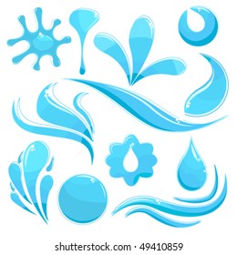 Water Icon Set. Vector Illustration.