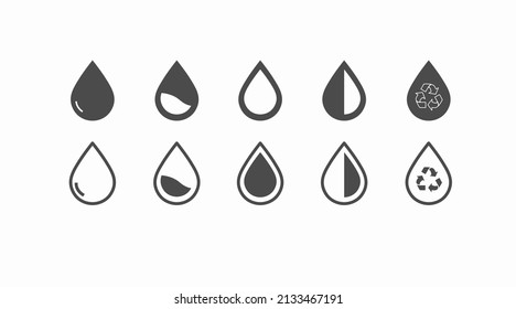Juego de iconos de agua. Conjunto de ilustraciones editables aisladas por vectores